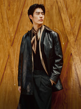Men's Mid-Length Trench-Style Leather Coat